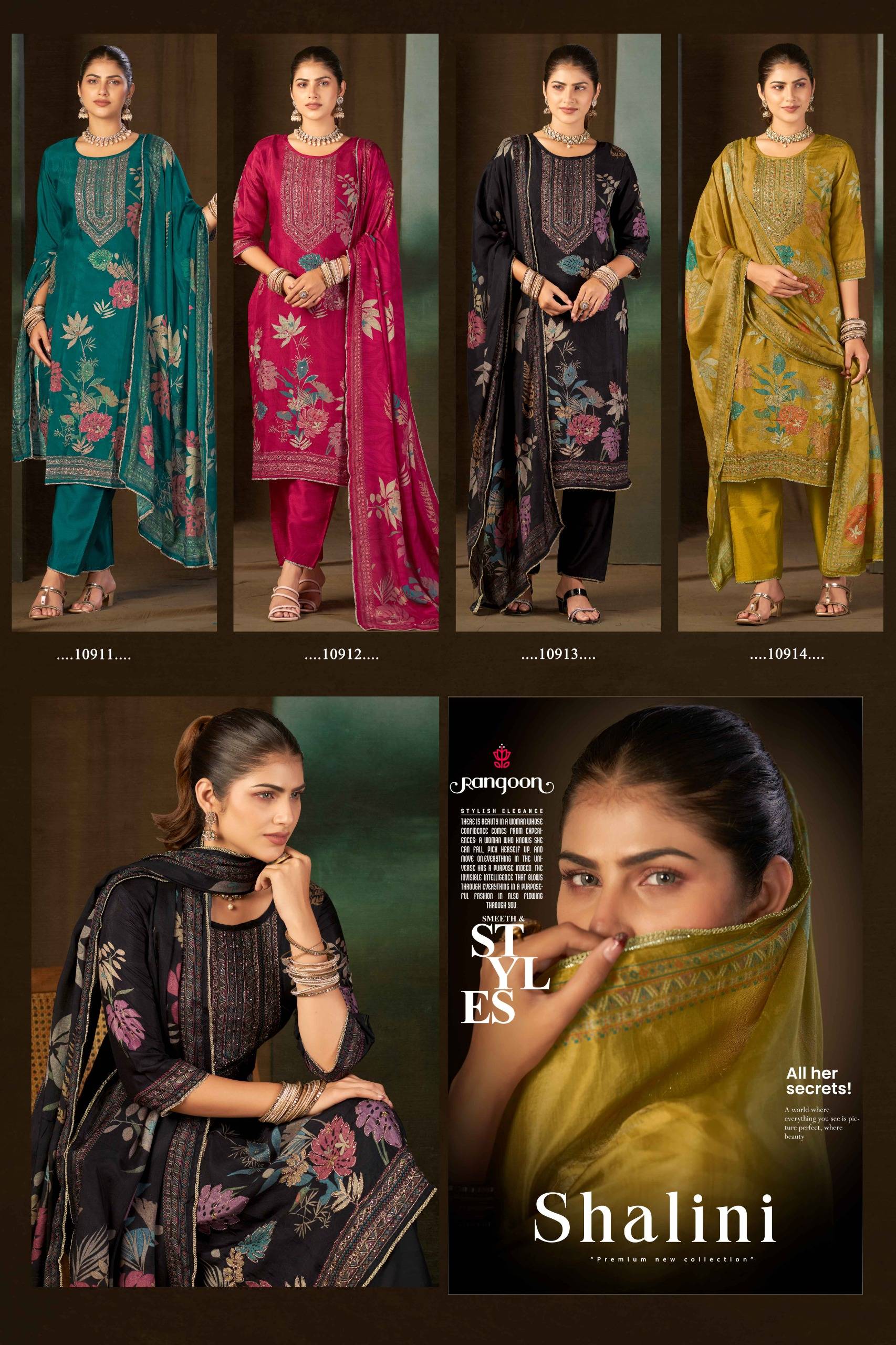 SHALINI by Rangoon 10911 To 110914 Series Beautiful Pakistani Suits Wear Pure Muslin Stitched Dresses At Wholesale Price